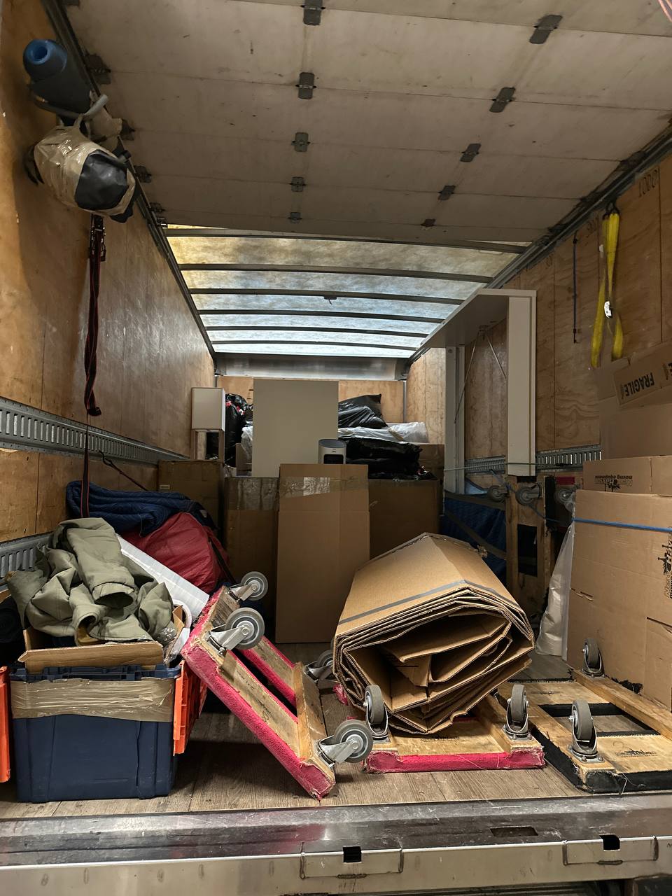 Moving truck interior with equipment