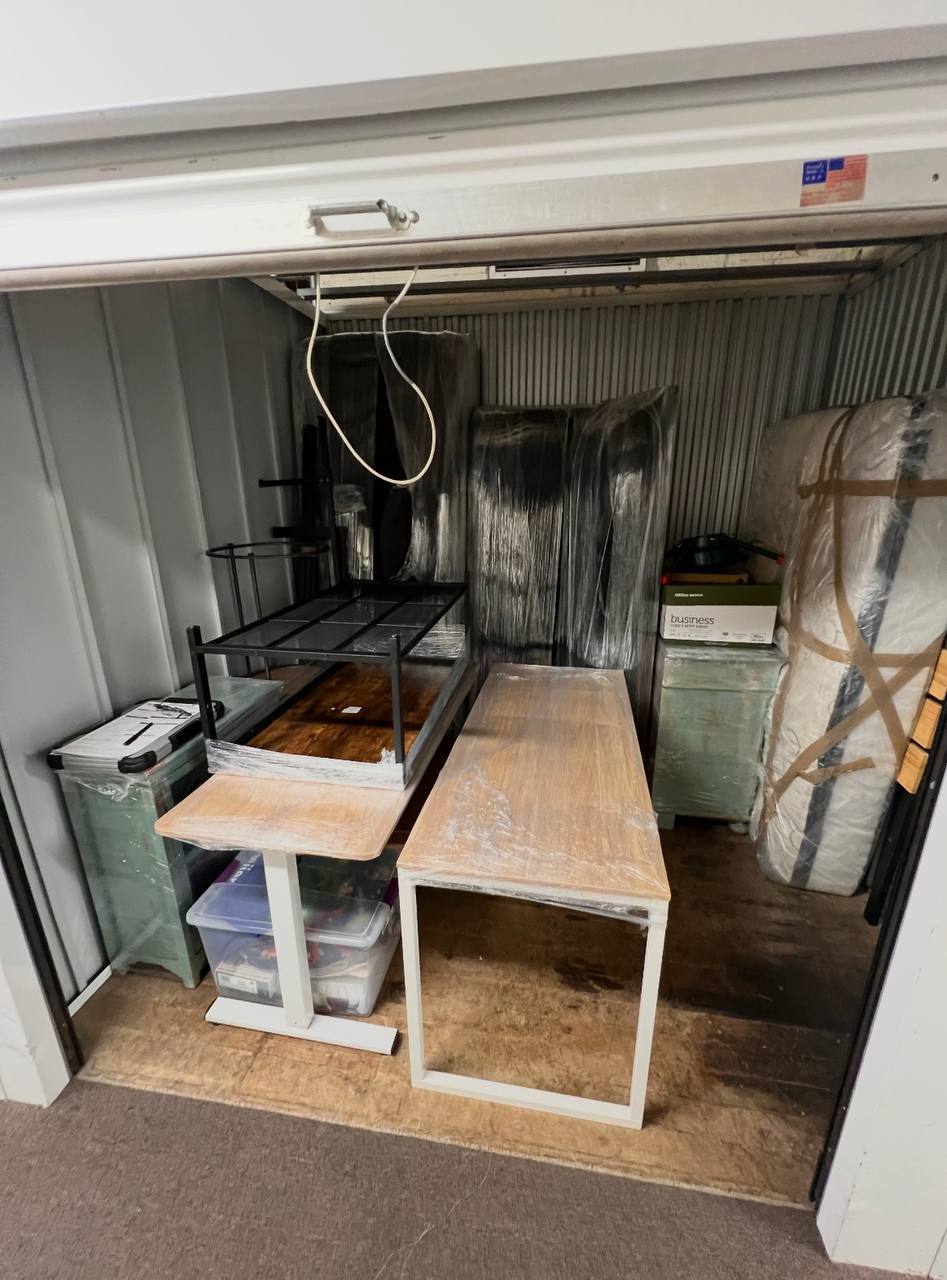 Storage unit with organized furniture