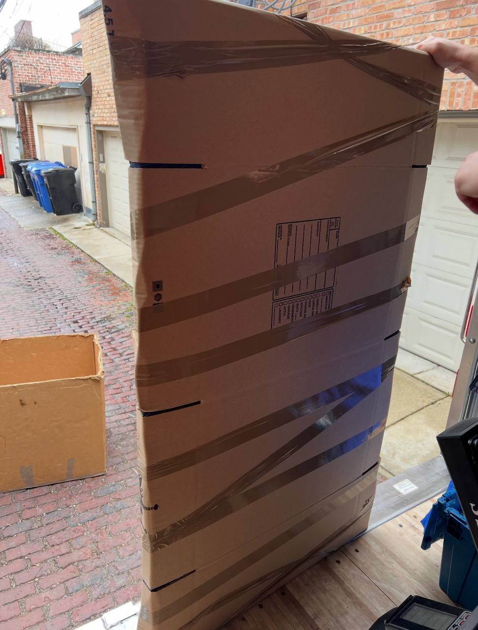 Large wrapped artwork or mirror