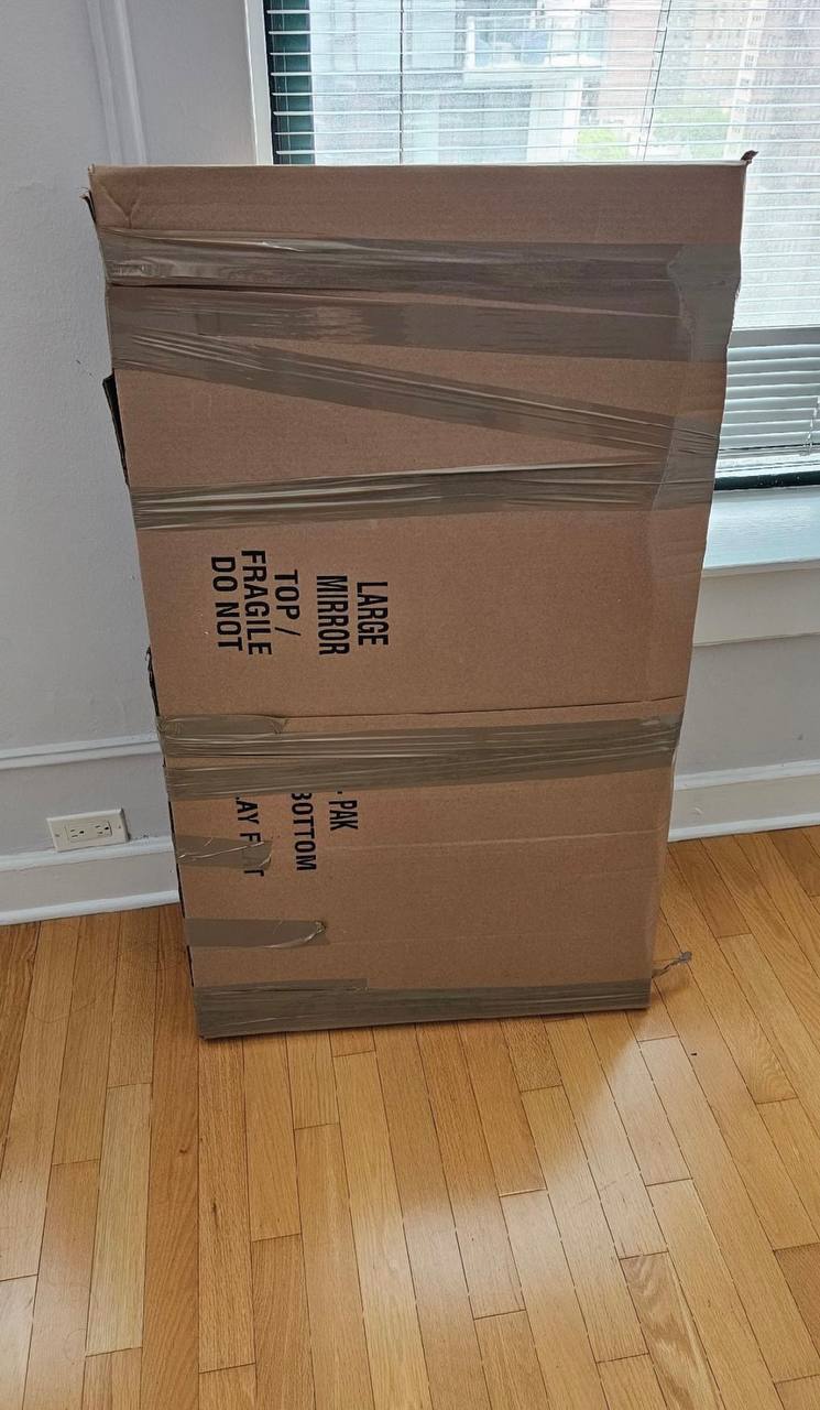 Large mirror box properly packed