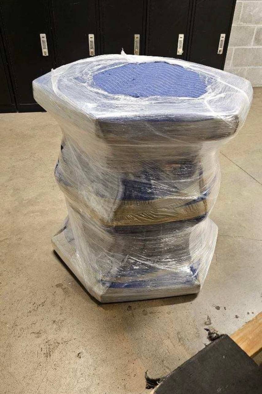 Wrapped hexagonal table pedestal
