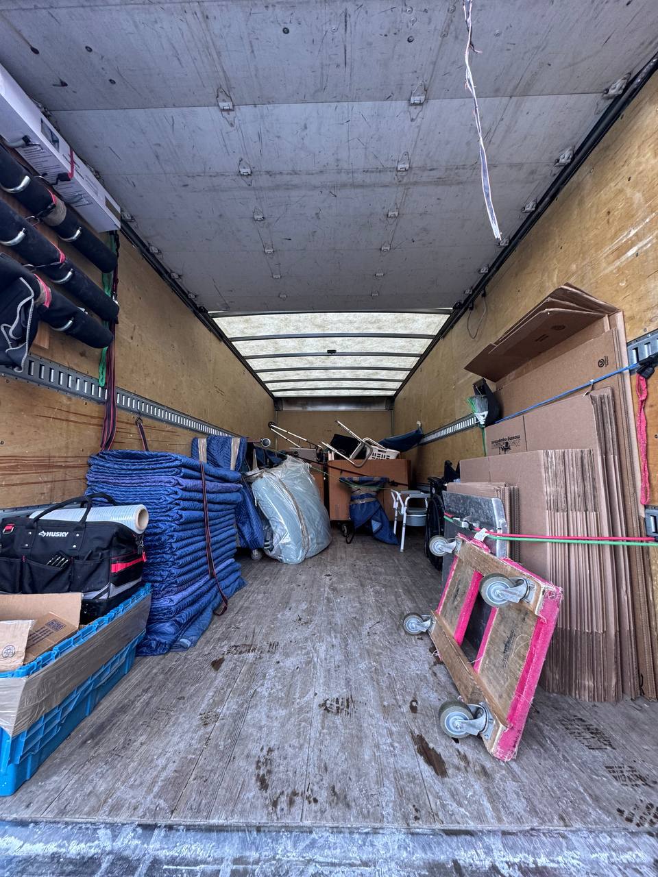 Moving truck interior with equipment