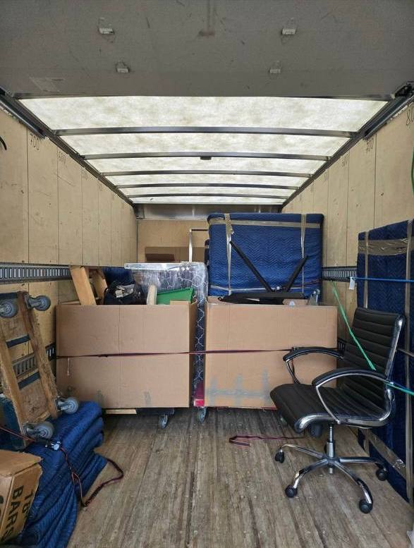 Moving truck with office furniture