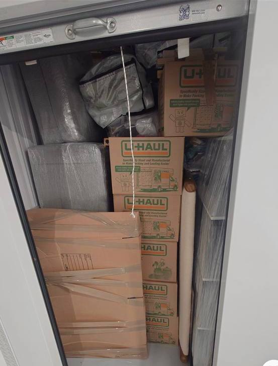 Storage unit with U-Haul boxes