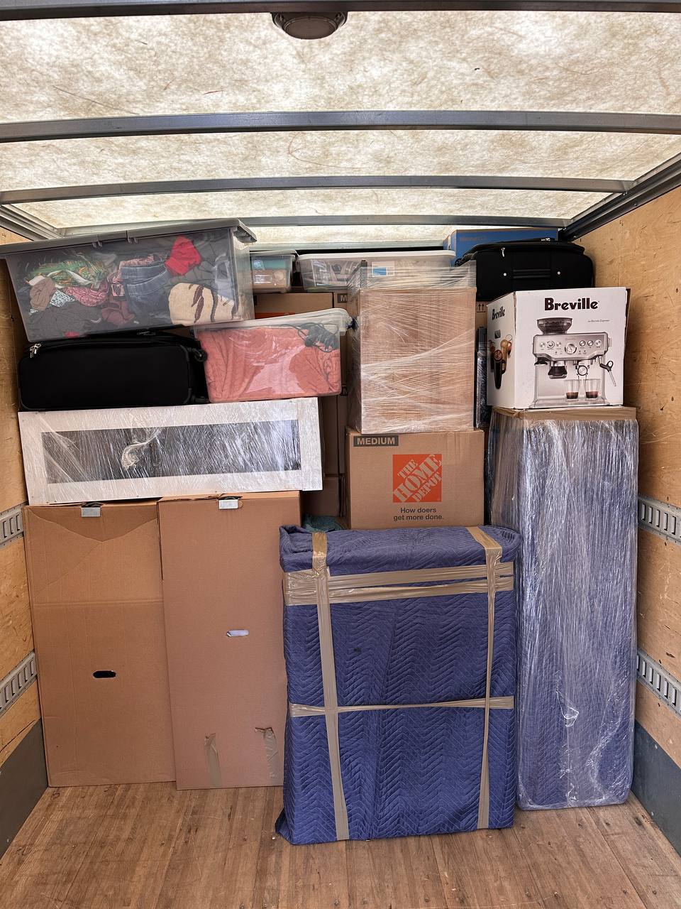 Fully loaded moving truck