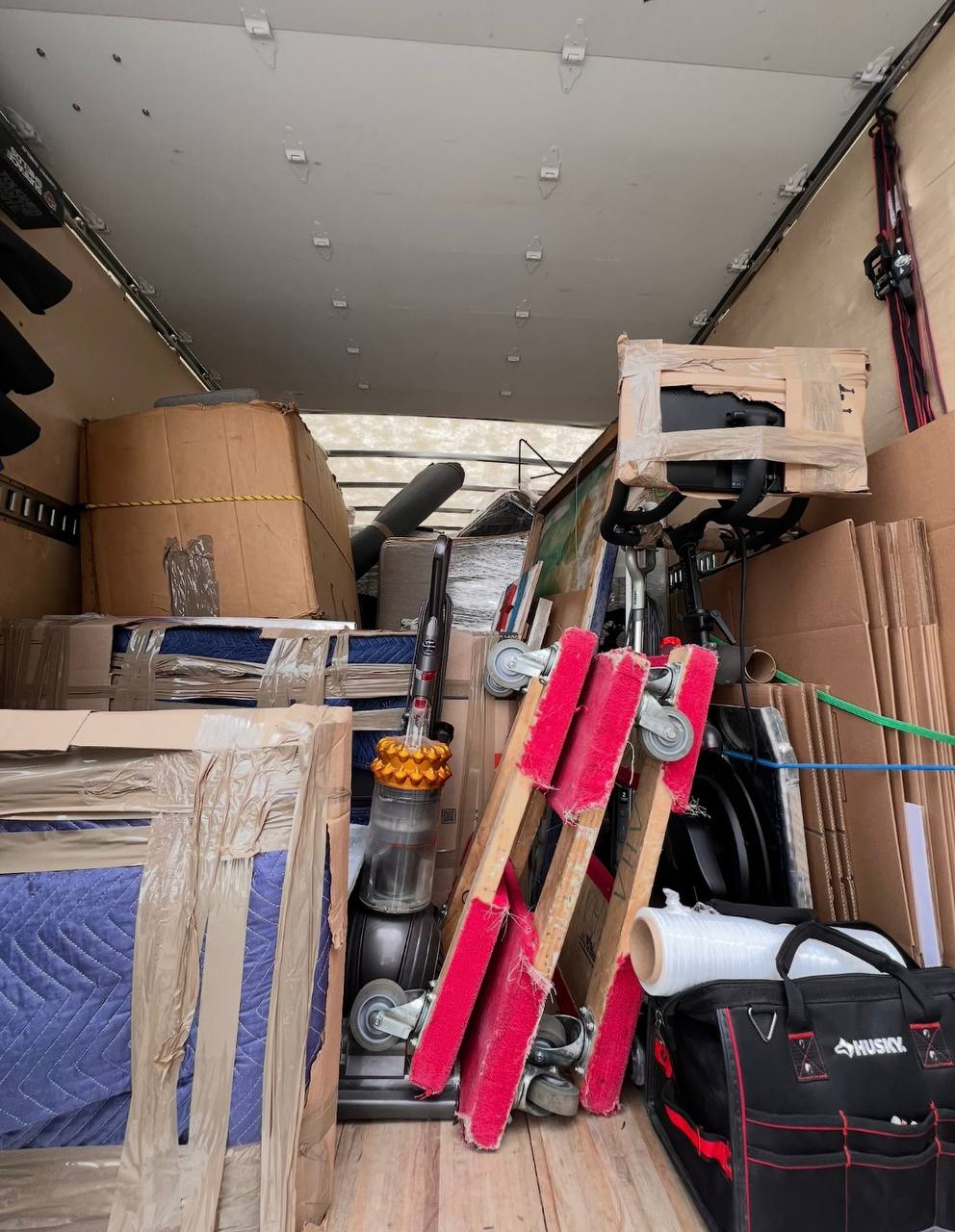 Moving truck with furniture and equipment