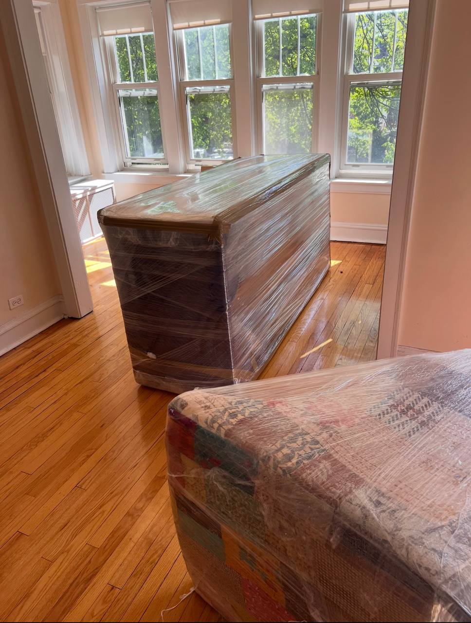Wrapped furniture in apartment