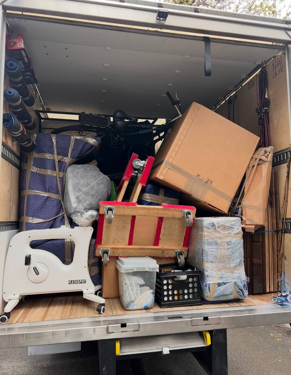 Fully loaded moving truck